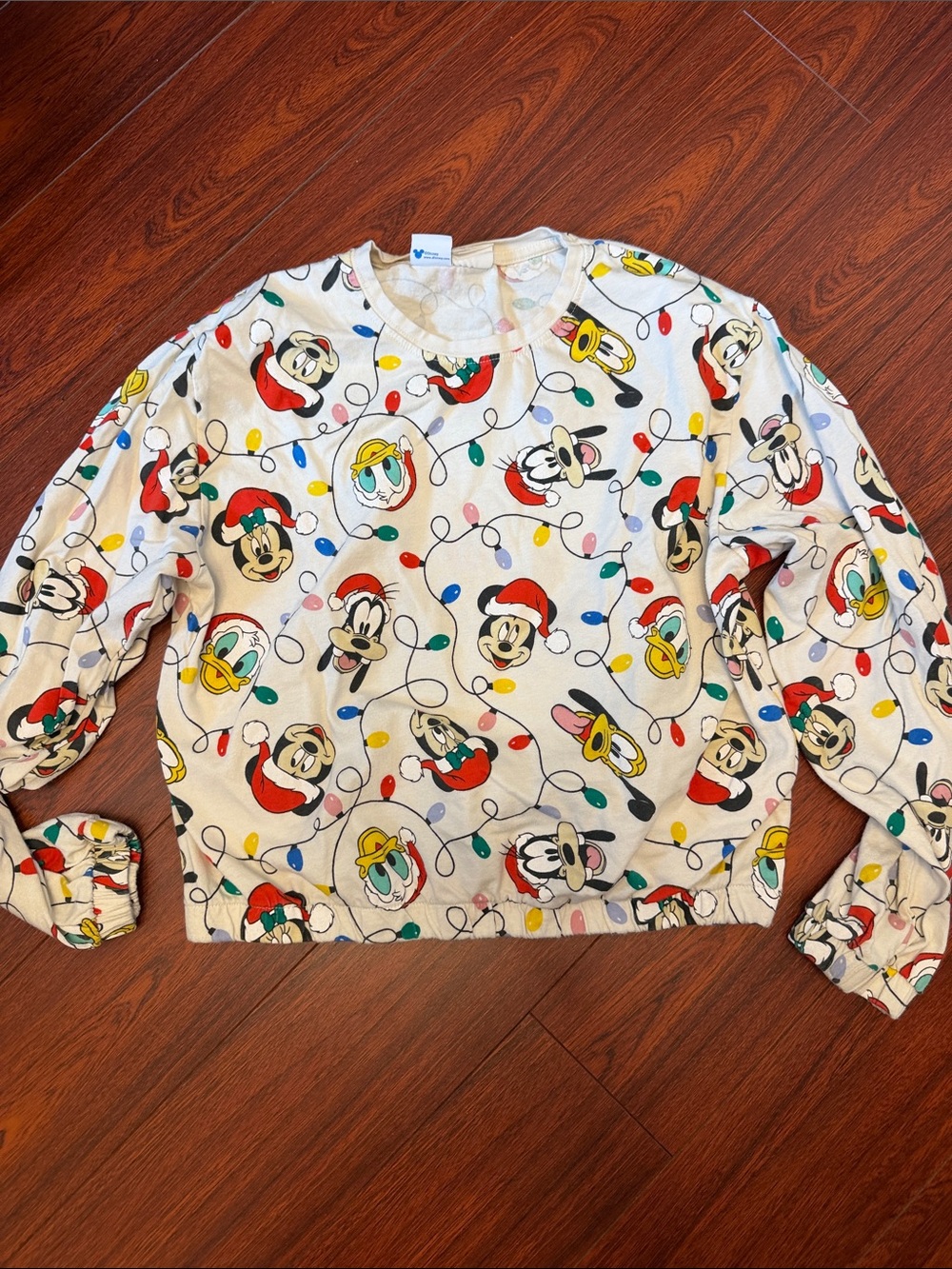 Zara Disney White Holiday Character Crewneck with Multicolor Lights
